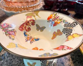 MacKenzie-Childs Butterfly Garden Pedestal Bowl