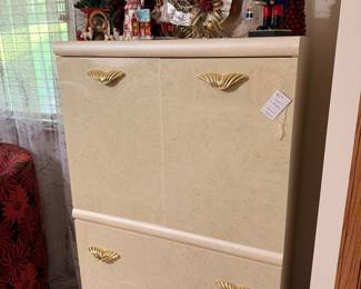 Mid-Century Modern Burl Wood Dresser with Shell Pulls