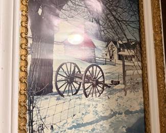 The Old Homestead Winter Scene Print by H. Hargrove