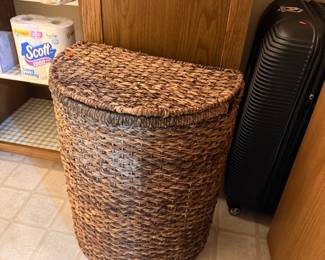 Woven Hyacinth Half Moon Laundry Hamper with Lid