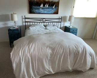 Vintage inspired Elephance headboard and bed and bedding