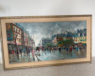 MCM Impressionist-style Parisian street scene