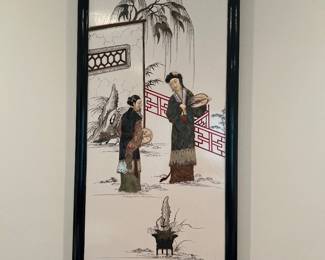 Vintage Chinese lacquered wall panel