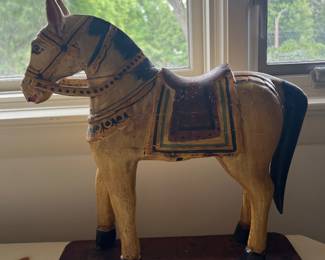 Vintage folk art wooden horse figurine
