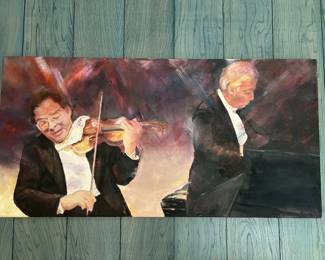 Oil painting of Itzhak Perlman and Emanual Ax