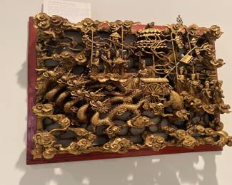 Chinese gilt-wood carved wall panel
