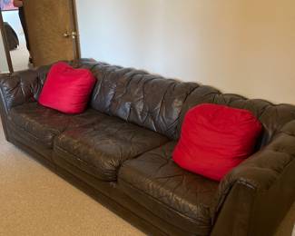 Vintage dark brown leather sofa