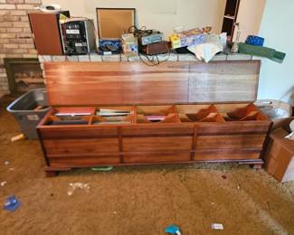 Vintage Mid Century Modern Lane Cedar Record Bench - Vinyl LP Storage Chest