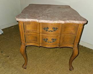 Vintage French Provincial Marble Top Nightstand / Accent Commode