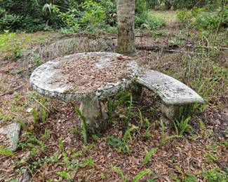 Vintage Concrete Garden Table & Curved Bench β Heavy Duty!