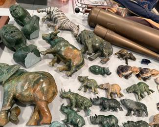 Collection of Carved Verdite Animal Figures