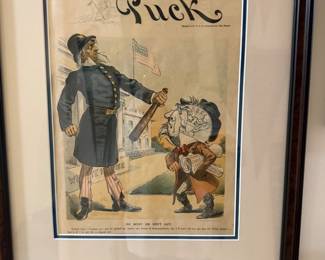19th Century Framed Puck Politcal Magazine COver