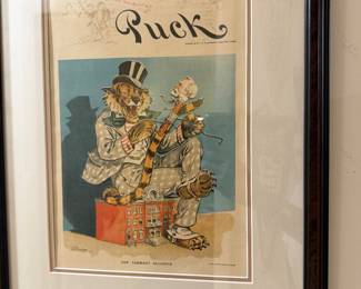 Framed Puck Politcal 19th Century Magazine Cover