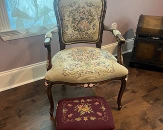 Tapestry chair/ottoman 