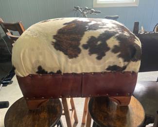 Cowhide ottoman 