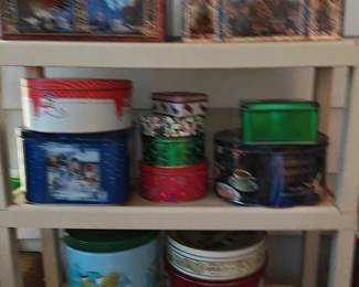 Various tin storage containers, some vintage