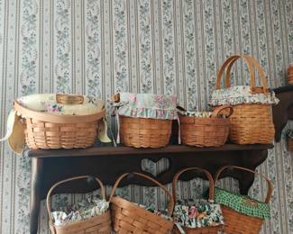 Extensive Longaberger Basket Collection, solid wood shelving