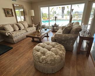 Beautiful sofa, loveseat and oversized ottoman by Schnadig fine furniture.