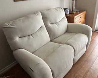 Wall hugging reclining loveseat. 