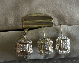 Beautiful Vermeil and diamond ring and earrings. 