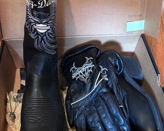 Brand new Harley Davidson boots and gloves