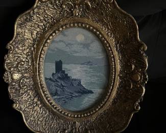 Vintage Serbian Petit Point  Gilt Frame  