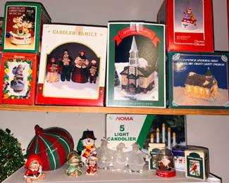 Vintage Christmas items in boxes