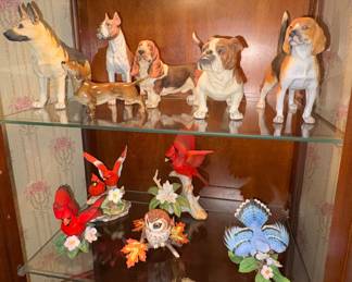 Andrea Dog figurines, Lenox  bird Figurines 
