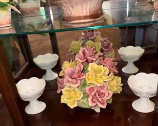 Milk glass candle holders