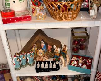 Cookie jars, italy Nativity set, ornaments 