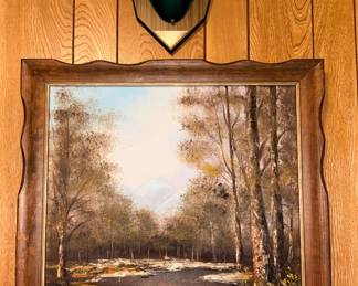 Antlers, signed painting 