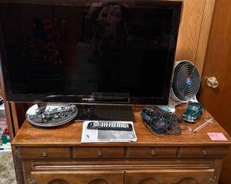 Sewing Cabinet, Train Plates, Fan, Samsung Televisions 