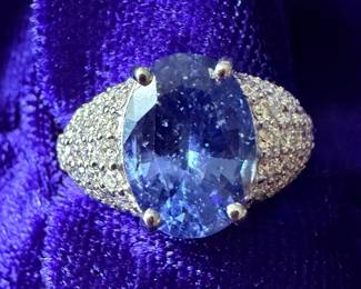 Large sapphire and diamond ring