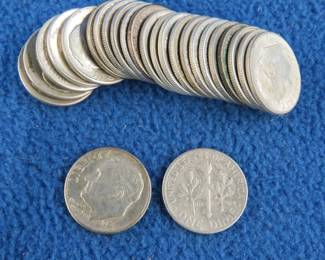 Lot 40. 25 Silver Roosevelt dimes