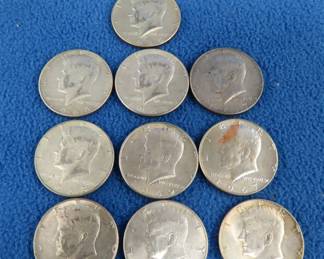 Lot 20. Ten 40% silver Kennedy half dollars