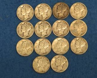 Lot 120. 14 Mercury dimes