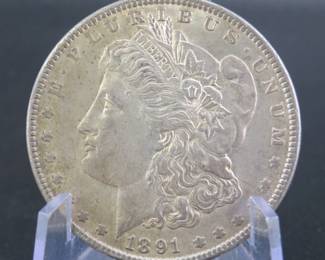 Lot 197. 1891 P Morgan silver dollar