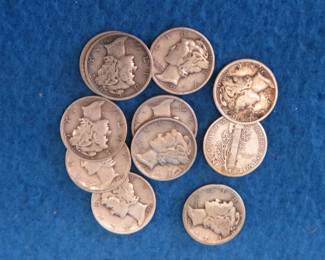 Lot 298. 11 Mercury dimes