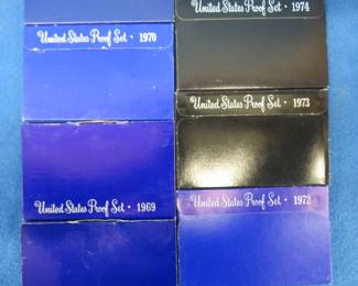 Lot 140. Seven US Mint Proof Sets. 1968-1974