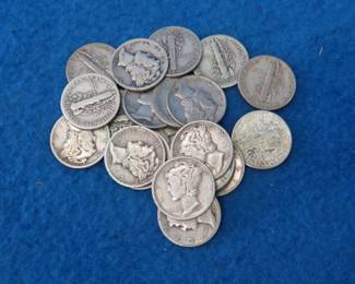 Lot 299. 21 Mercury dimes