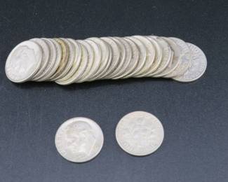 Lot 259. 25 silver Roosevelt dimes