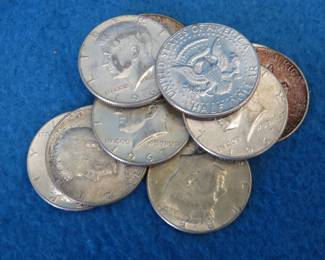 Lot 273. 10 Kennedy 40% silver half dollars