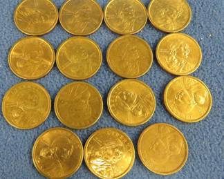 Lot 33. Fifteen Sacagawea gold-colored dollar coins