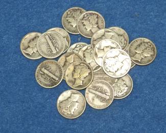 Lot 295. 20 Mercury dimes including a 1916 P and a 1917 S.