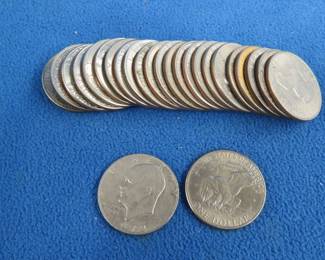 Lot 60. 25 Eisenhower dollar coins