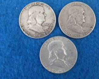 Lot 278. Three Franklin half dollars