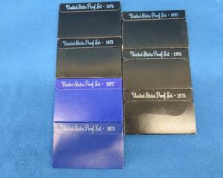 Lot 203. Seven US Mint Proof Sets. 1971-1977