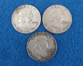 Lot 160. Three Franklin half dollars
