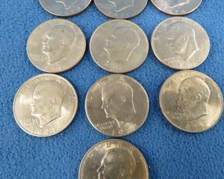 Lot 23. Ten One-dollar Eisenhower coins
