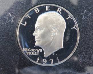 Lot 150. 1971 S Eisenhower proof silver dollar. 40% silver.